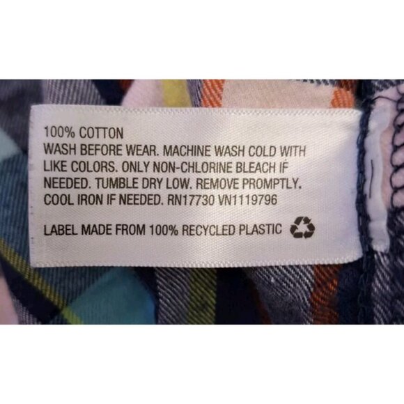 Cat & Jack Boys Blue Pink Flannel Button Up Long Sleeve Shirt Small Size 6/6X - Picture 9 of 9